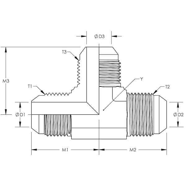 World Wide Fittings JIC Union Tee Stainless Steel 2603X10X10X10SS - main